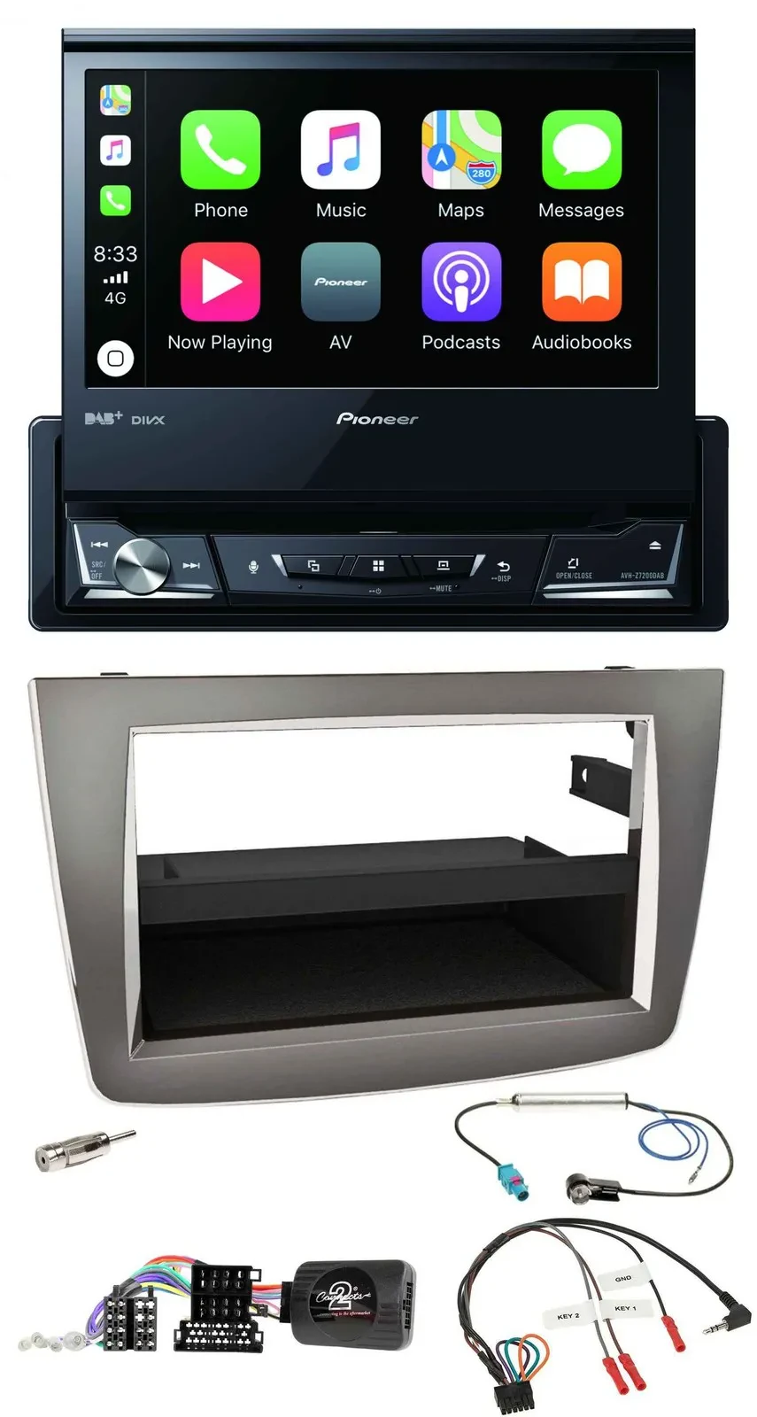 Pioneer DVD Bluetooth DAB USB Lenkrad Autoradio für Alfa Mito 955 2008-2014 silb