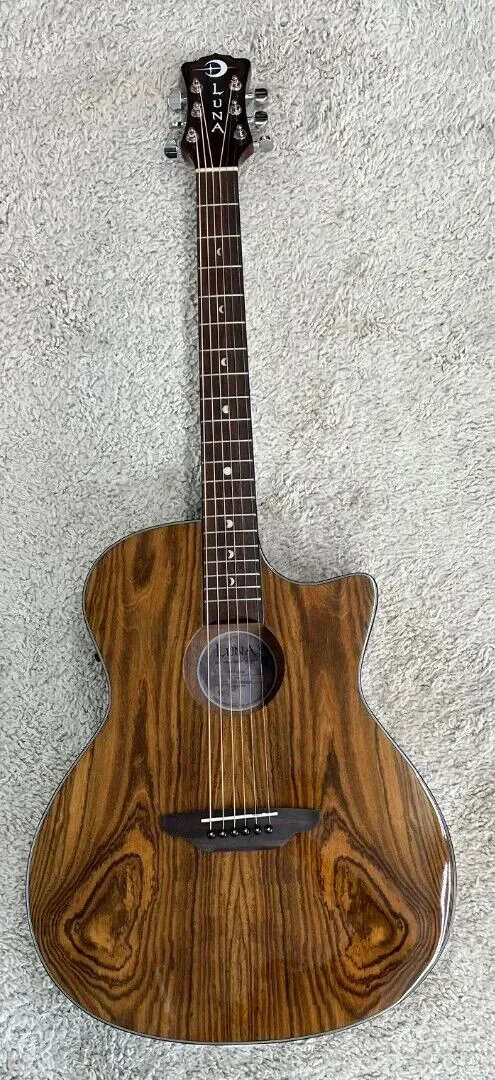 Luna Grand Concert Gypsy Exotic Caidie Acoustic Electric Guitar - DEMO