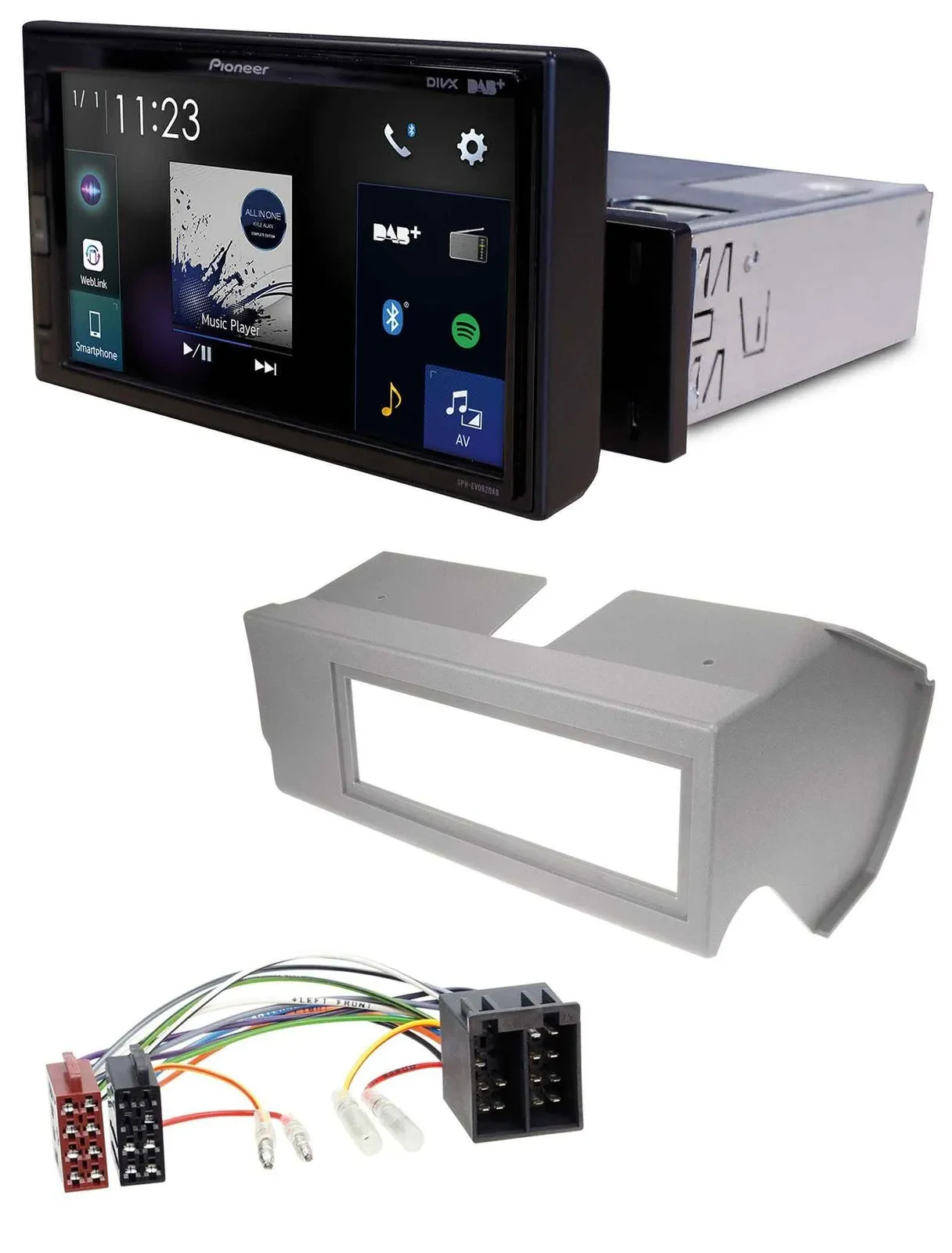 Pioneer DAB MP3 Bluetooth USB Autoradio für Fiat Panda (bis 2002) - grau