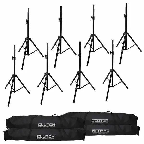 Professional Heavy Duty Tripod Speaker Stand Sets (8 Total Stands) with Bags