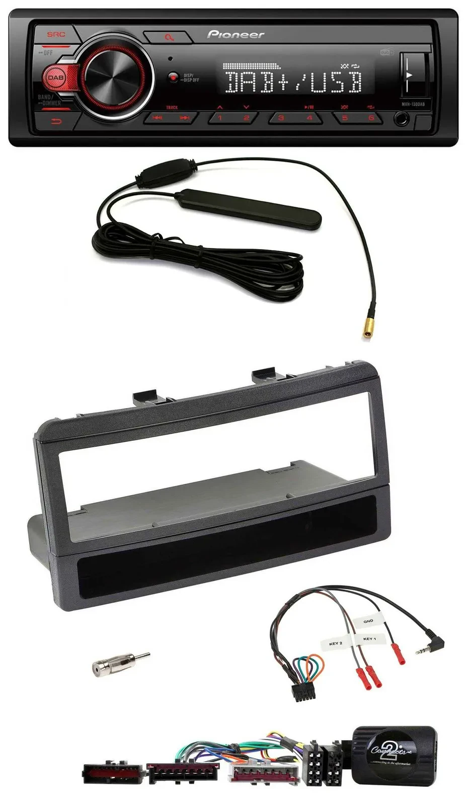 Автомагнитола Pioneer 1-DIN DAB MP3 USB для Ford Mondeo 2000–2002, черная, с карманом