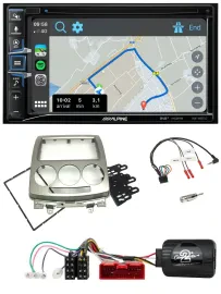 Автомагнитола Alpine 2DIN, DAB, TMC, Bluetooth, USB, навигация, для Mazda 5 CR (2005–2010), совместима с кнопками на руле