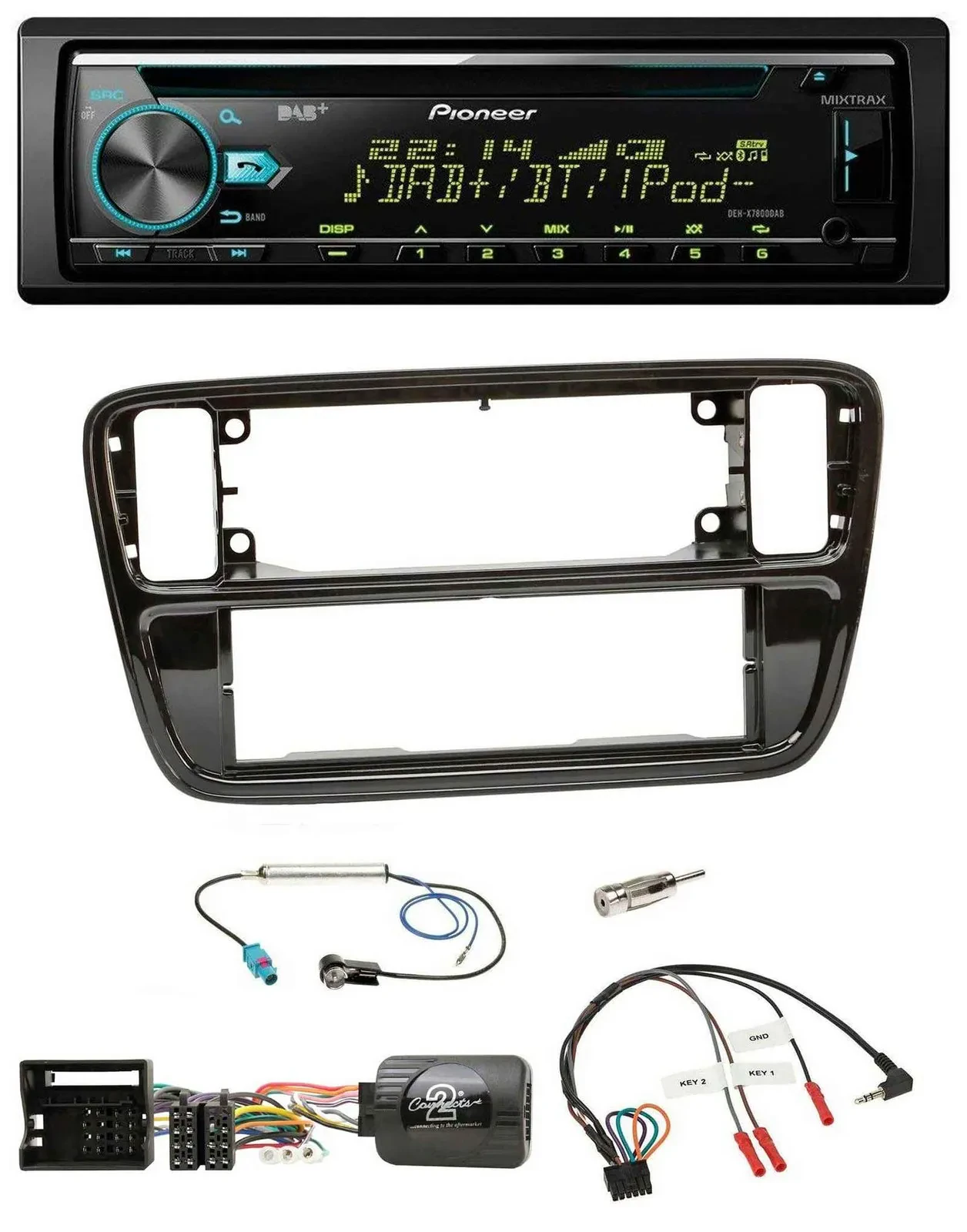 Pioneer DAB Lenkrad CD USB Bluetooth Autoradio für VW Up AA AAN 11-16 Klavierlac