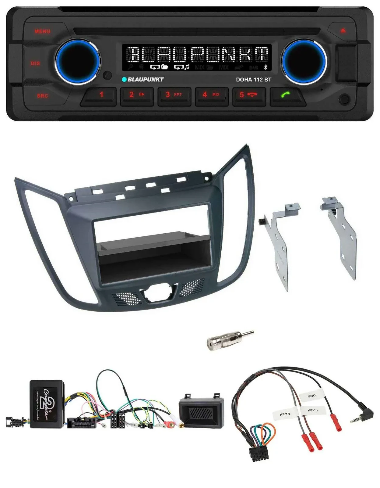 Blaupunkt Lenkrad MP3 CD Bluetooth USB Autoradio für Ford C-Max Kuga dunkelgrau