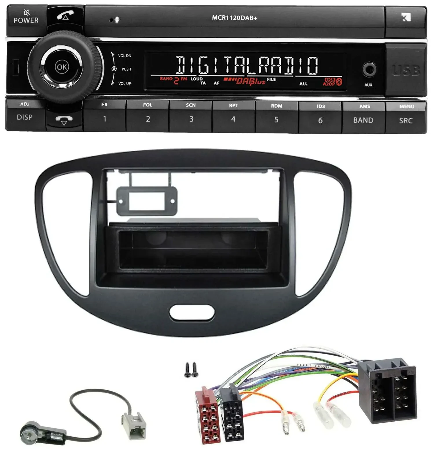 Kienzle Bluetooth MP3 USB DAB Autoradio für Hyundai i10 (2008-2013) schwarz