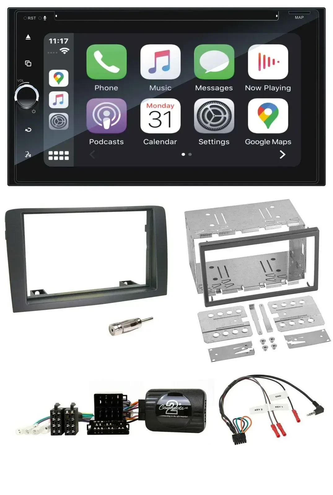 Blaupunkt DAB USB Bluetooth Lenkrad 2DIN TMC Navigation für Fiat Idea 2006-2012