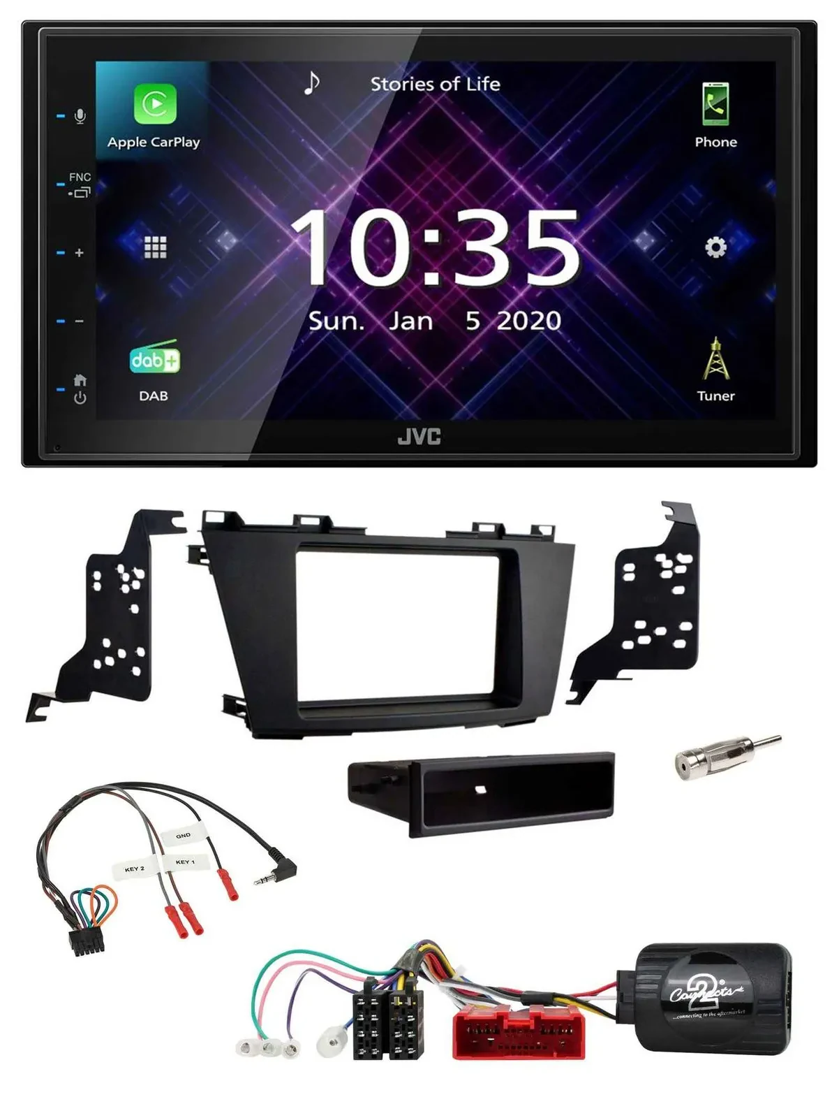 JVC DAB 2DIN Lenkrad Bluetooth USB Autoradio für Mazda 5 2010-2015
