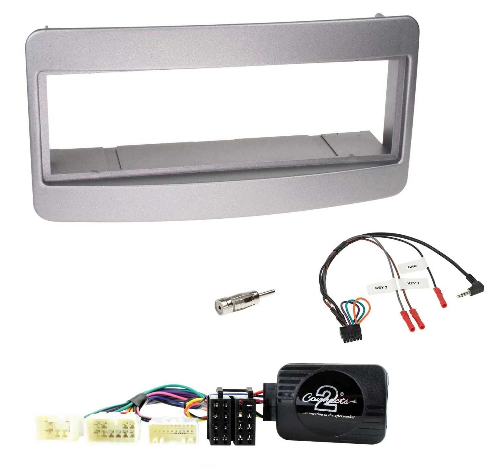 Einbauset Lenkradadapter DIN Autoradio für Toyota RAV 4 2001-2006 dunkelsilber
