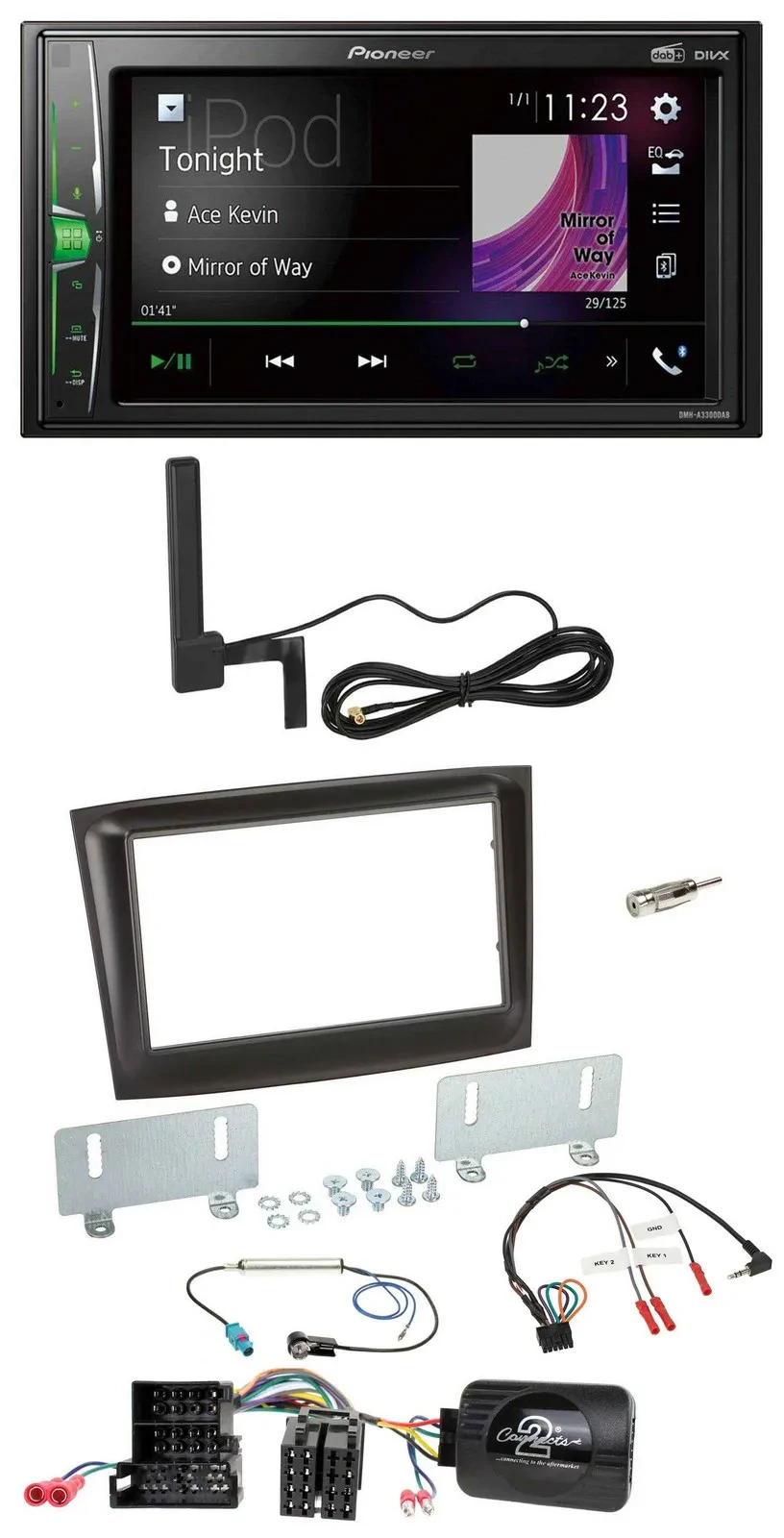 Pioneer MP3 DAB Lenkrad 2DIN Bluetooth Autoradio für Fiat Doblo Mini-ISO ab 2015