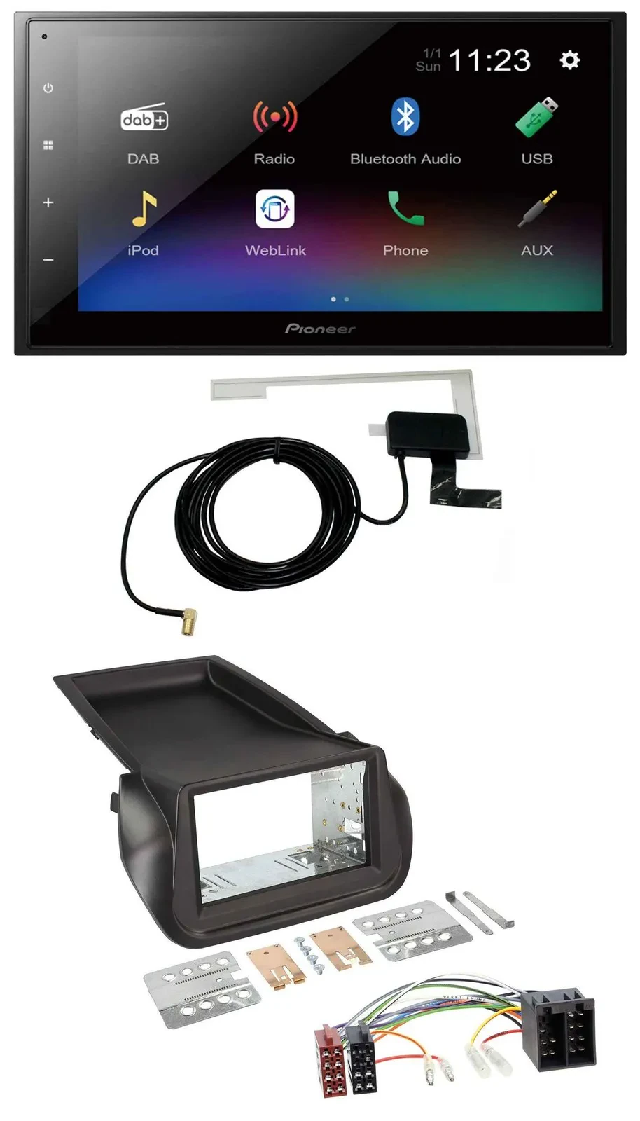 Автомагнитола Pioneer 2DIN, DAB, MP3, Bluetooth, USB, для Citroen Nemo/Fiat Fiorino/Peugeot