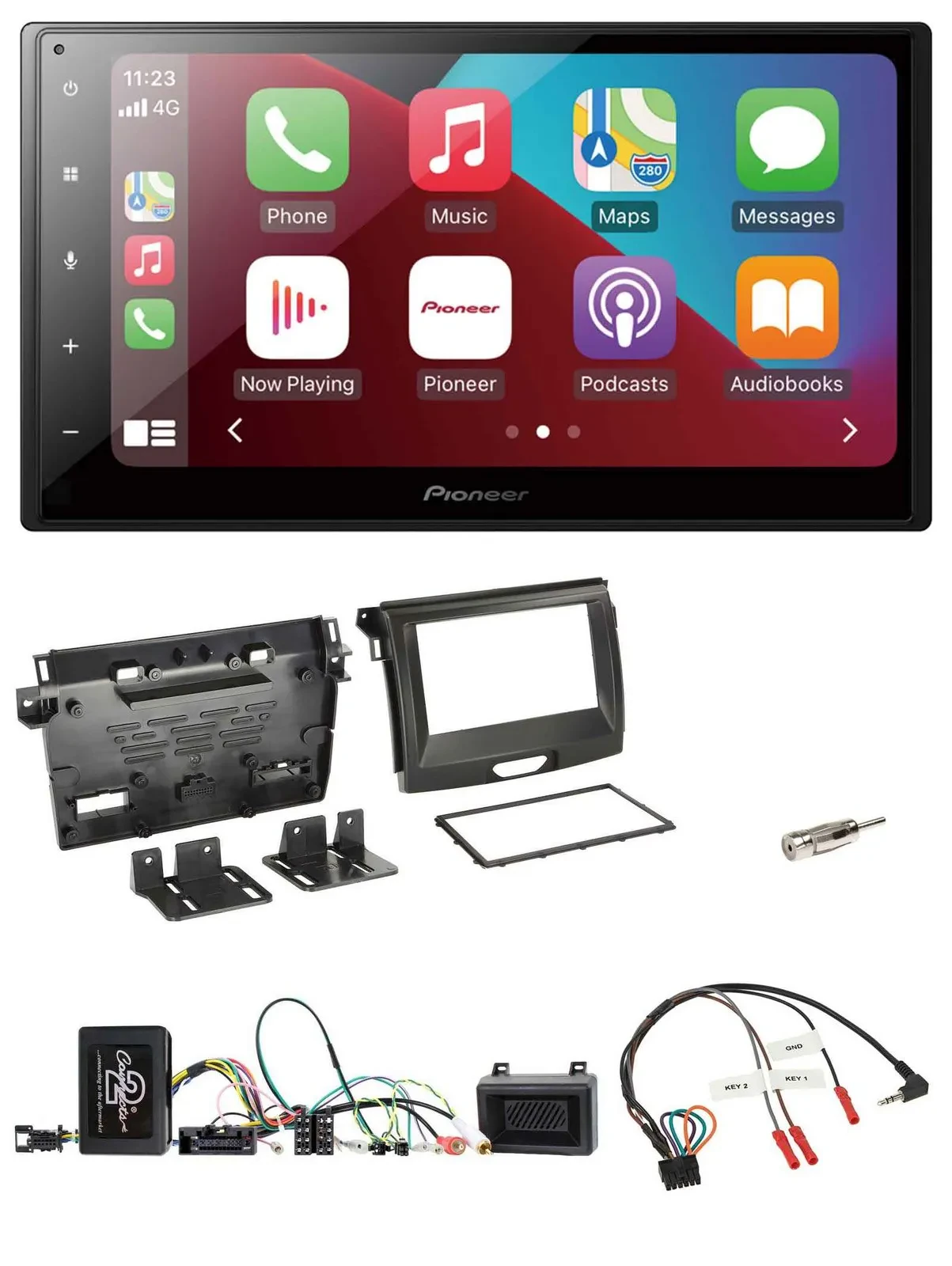 Автомагнитола Pioneer 2DIN DAB, Bluetooth, USB для Ford Ranger (с 04/2015), совместима с кнопками на руле