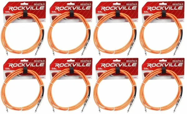 Инструментальный кабель Rockville RCGT6.0O Orange 1.8 м (8 штук)