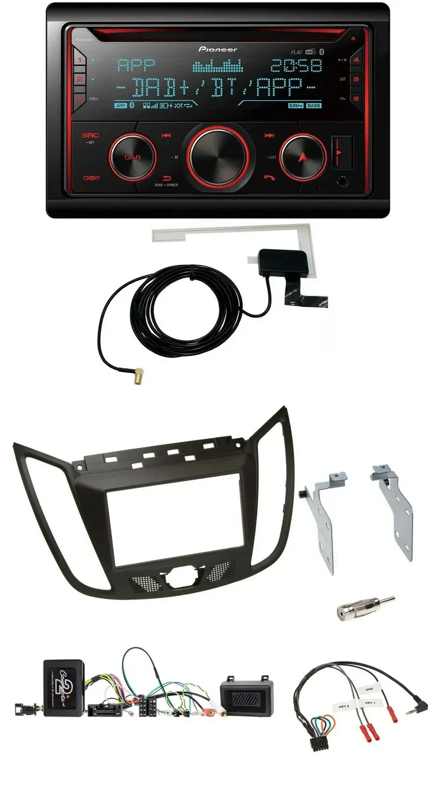 Автомагнитола Pioneer 2DIN DAB USB CD Bluetooth для Ford C‑Max (с 2011), коричневый