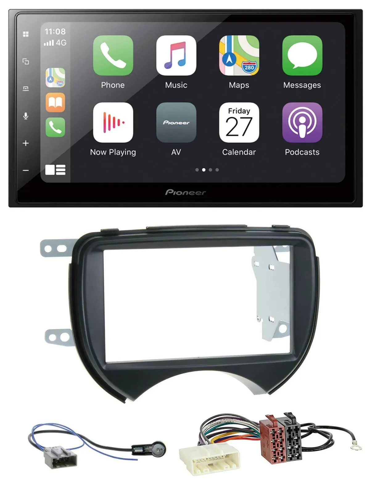 Pioneer MP3 Bluetooth DAB 2DIN USB Autoradio für Nissan Micra 10-13 schwarz