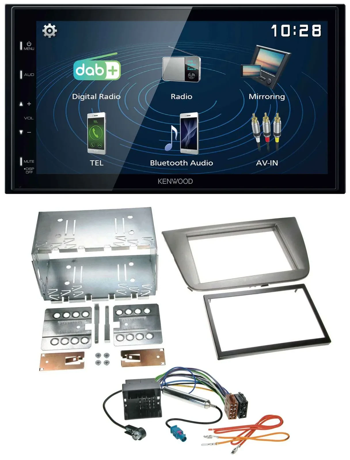 Автомагнитола Kenwood 2DIN Bluetooth USB DAB для Seat Altea/Altea XL/Toledo, антрацит