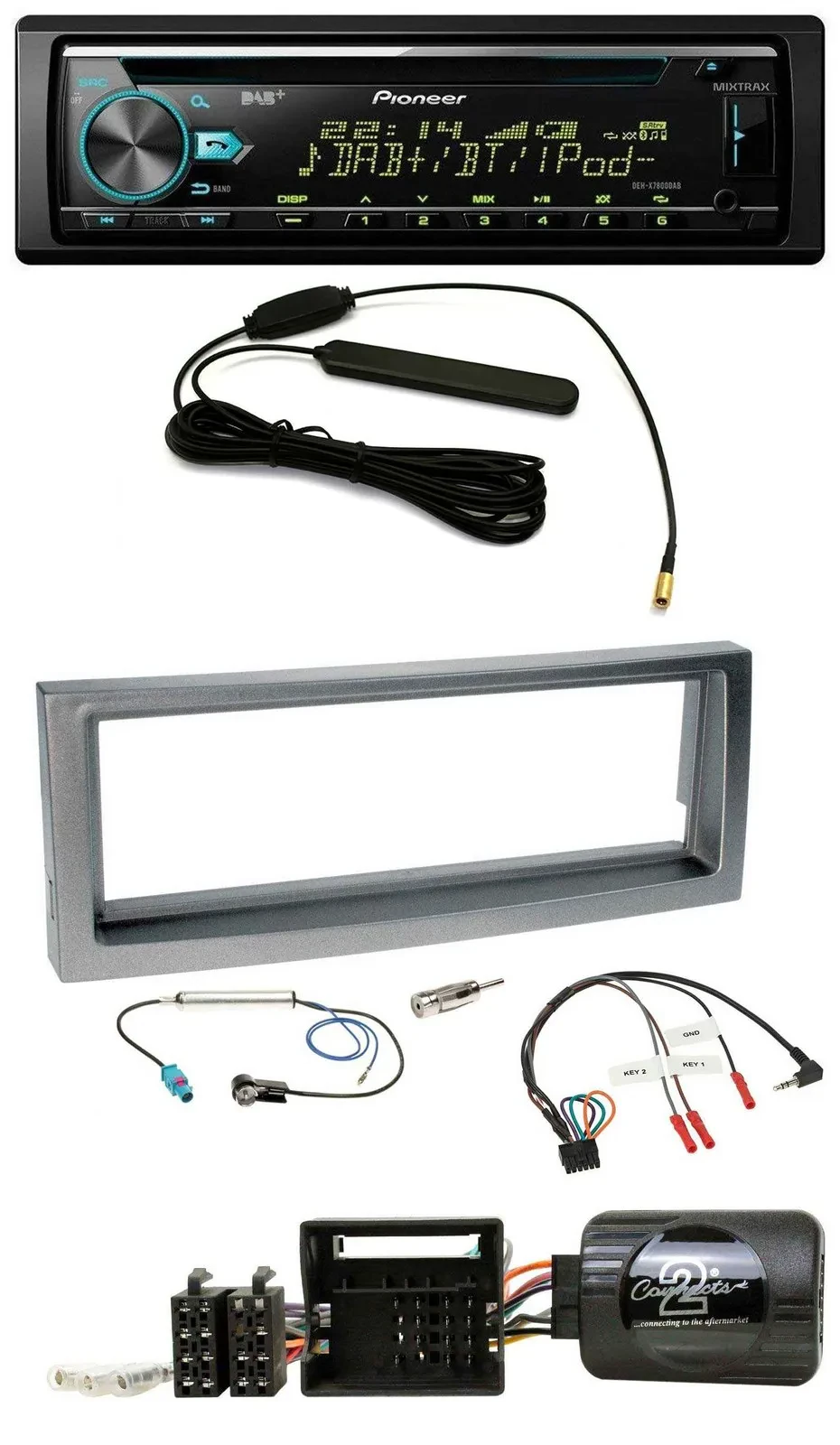 Автомагнитола Pioneer CD/MP3, DAB, USB, для Citroen C5 (с 2005), серый металлик, совместима с кнопками на руле