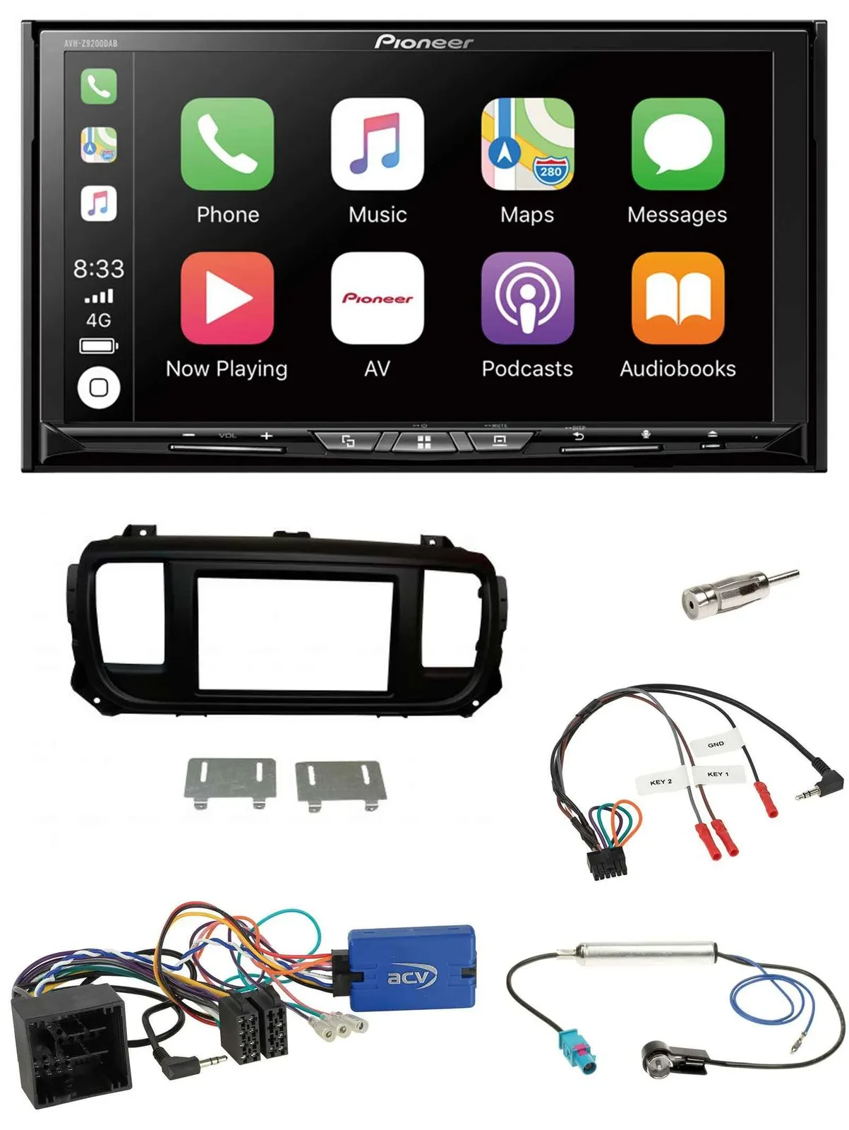 Pioneer 2DIN Lenkrad USB DAB DVD Bluetooth Autoradio für Citroen Spacetourer Jum