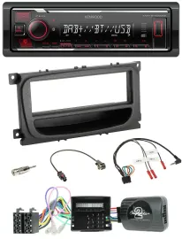 Автомагнитола Kenwood Bluetooth USB DAB для Ford C-Max/Focus/Galaxy 2007–2010, поддержка рулевого управления, CAN