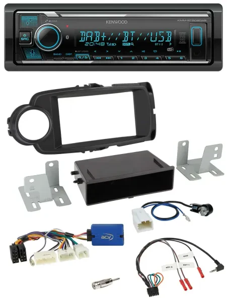 Kenwood Bluetooth Lenkrad DAB USB Autoradio für Toyota Yaris ab 2014 schwarz 28-