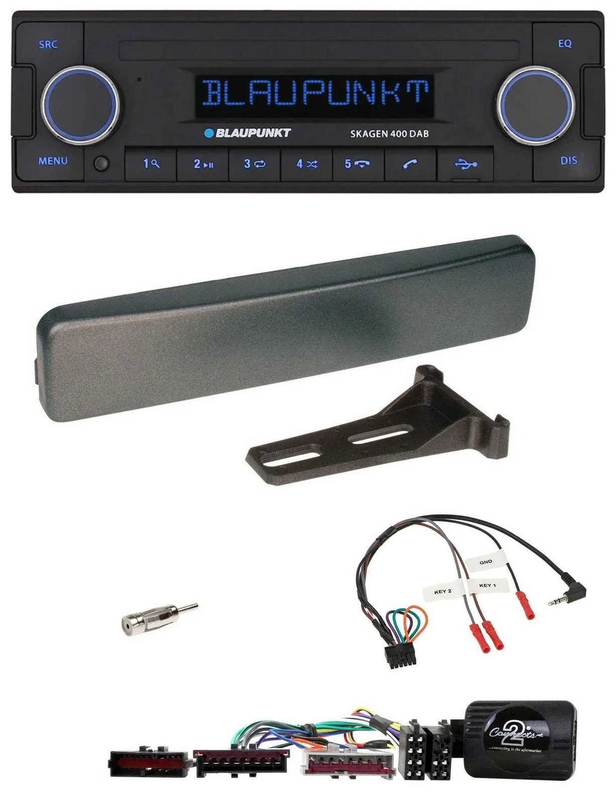 Автомагнитола Blaupunkt DAB USB Bluetooth для Ford Mondeo/Focus антрацит с поддержкой кнопок на руле
