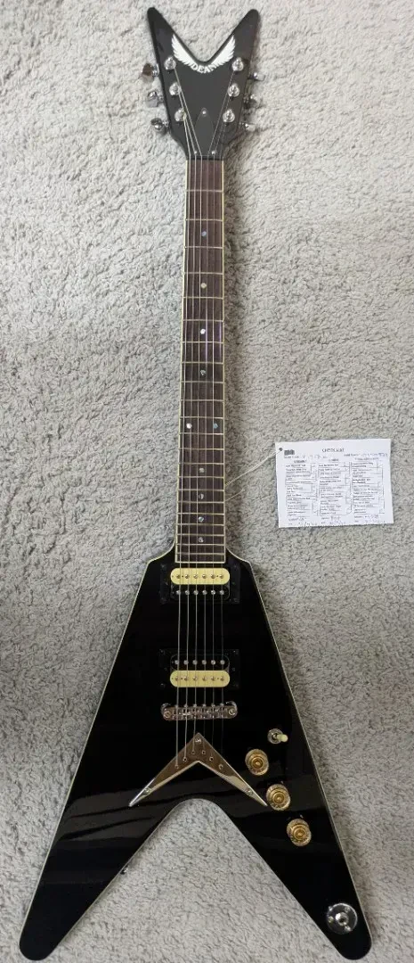 Dean Guitars 6 String VX Floyd Electric Guitar, Black Satin, Right, # VX F BKS