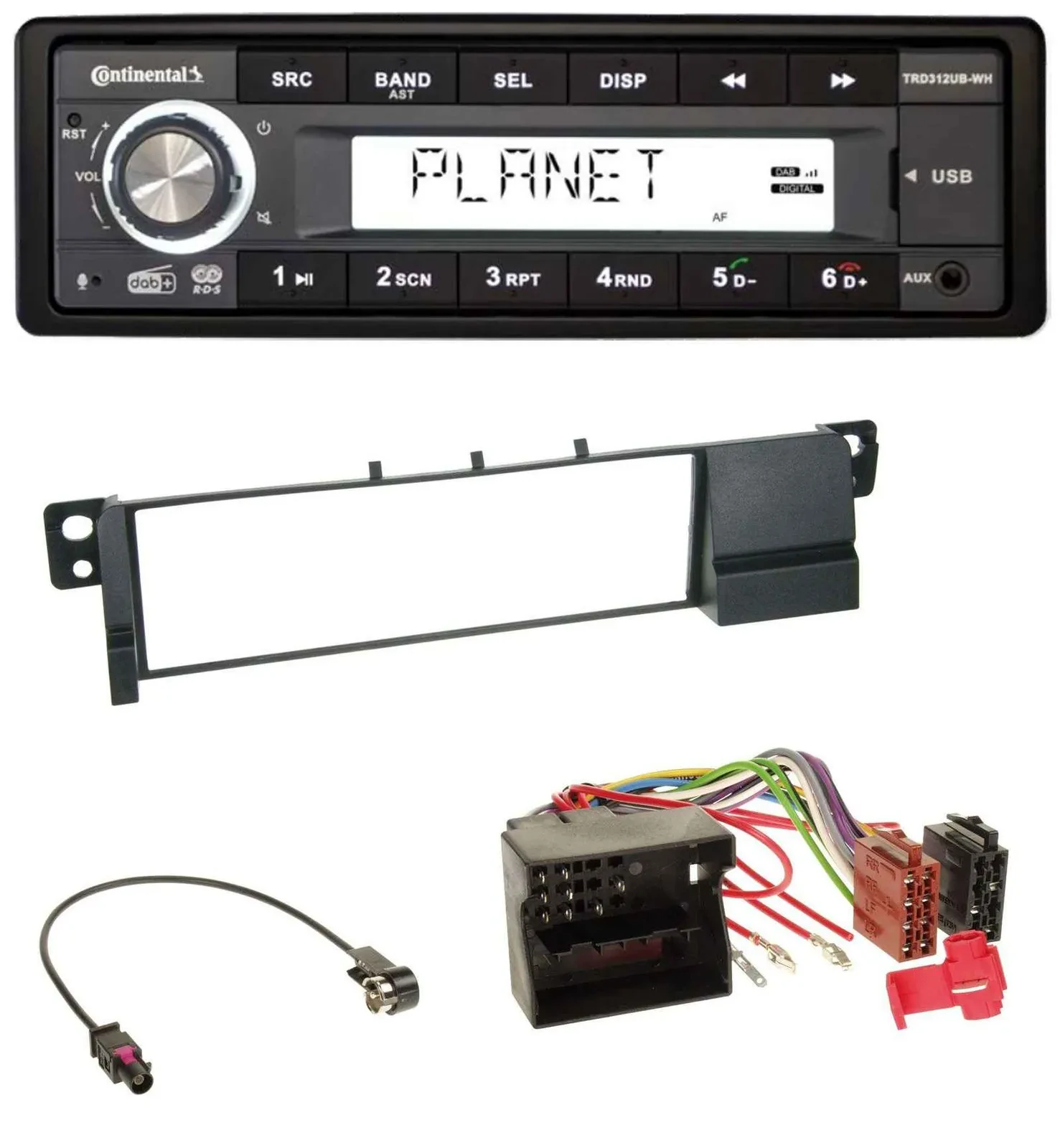Continental USB 1DIN AUX DAB MP3 Autoradio für BMW 3er E46 (Quadlock)