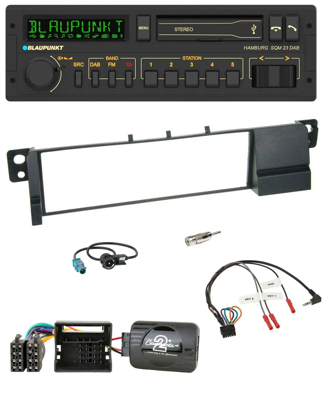 Blaupunkt USB DAB Bluetooth Lenkrad Autoradio für BMW 3er E46 2001-2007 Quadlock
