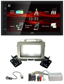 Автомагнитола для Kia Sportage 3 (2010–2015) JVC 2-DIN, USB, Bluetooth, DAB, серебристая