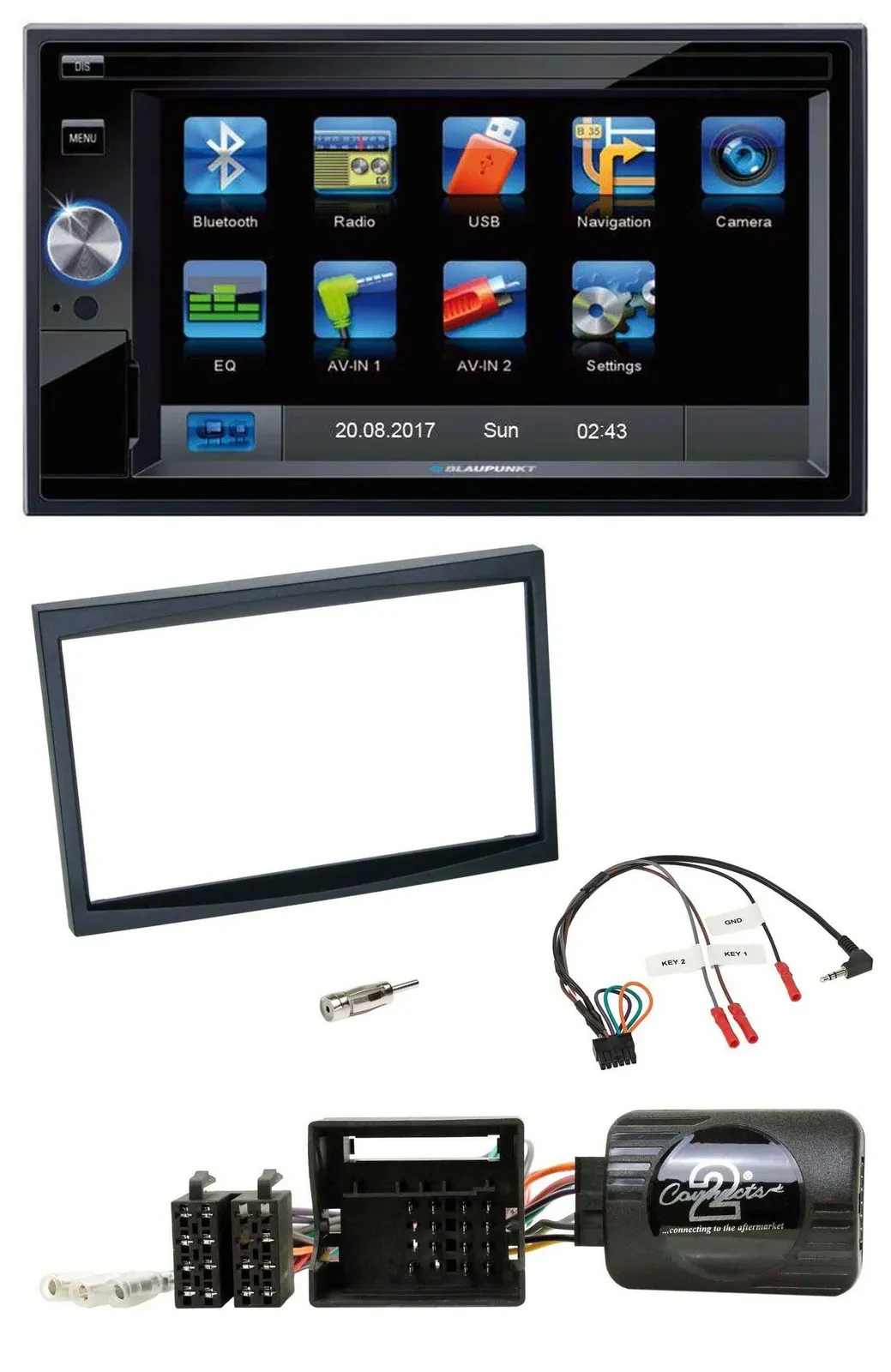 Blaupunkt SD USB TMC Bluetooth 2DIN Lenkrad Navigation für Citroen C2 C3 Berling