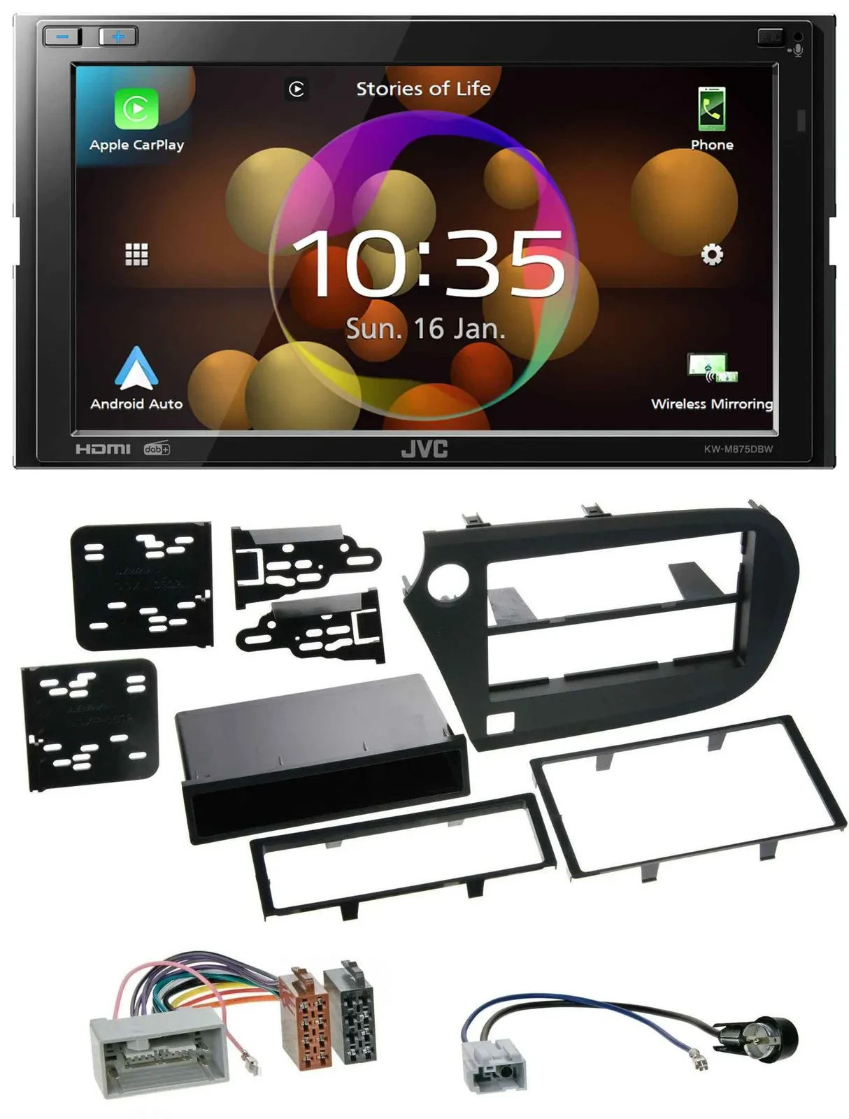 JVC DAB MP3 2DIN Bluetooth USB Autoradio für Honda Insight ZE2 09-13