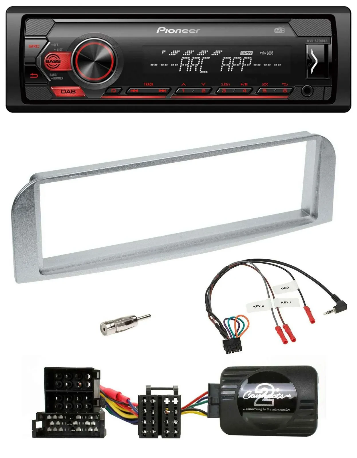 Pioneer DAB 1DIN MP3 Lenkrad USB Autoradio für Alfa 147 GT silbergrau