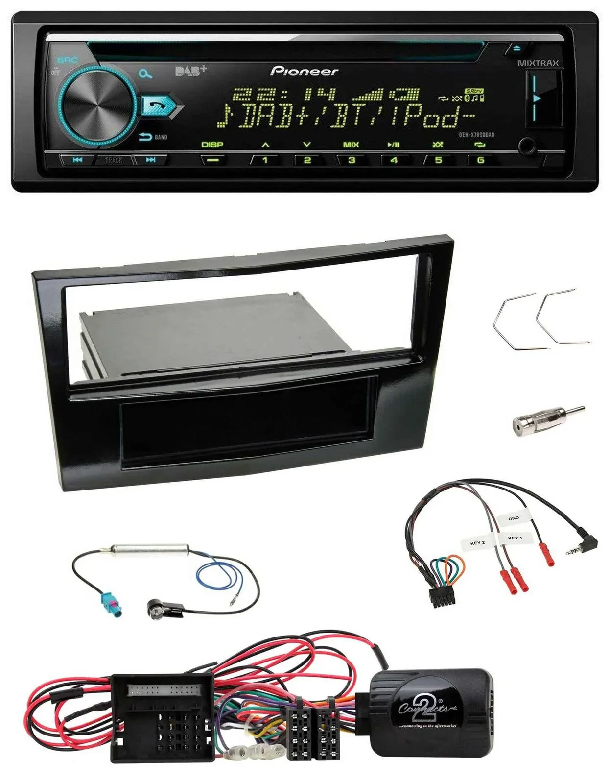 Автомагнитола для Opel Corsa D Pioneer 09-1 DAB, CD, USB, Bluetooth, чёрный (piano black), с поддержкой кнопок на руле