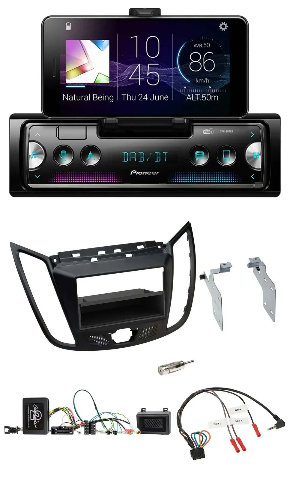 Pioneer USB Lenkrad Bluetooth DAB Autoradio für Ford C-Max Kuga matt schwarz