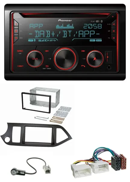 Pioneer 2DIN DAB MP3 Bluetooth USB CD Autoradio für Kia Picanto ab 11 Start-Stop