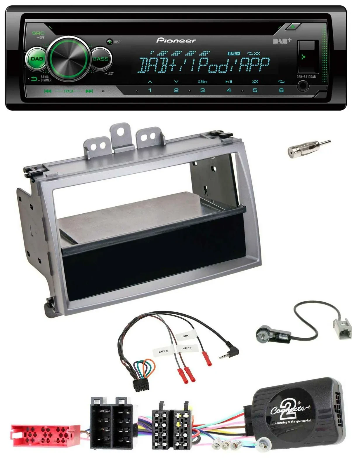Автомагнитола Pioneer CD/USB/MP3, DAB, для Hyundai i20 (2009–2011), серебристая