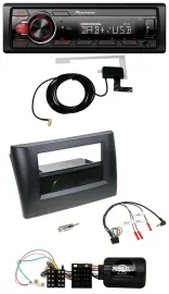 Автомагнитола Pioneer 1 DIN MP3 DAB USB для Fiat Stilo 2001–2007, чёрная, с поддержкой кнопок на руле, с карманом