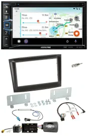 Alpine Bluetooth TMC USB DAB 2DIN Lenkrad Navigation für Fiat Doblo ab 2015 schw
