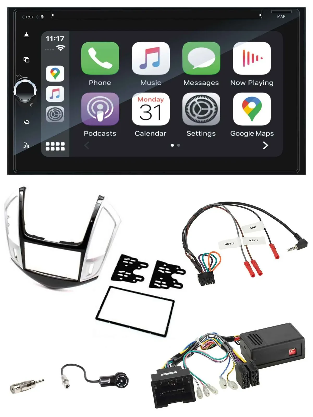 Blaupunkt DAB USB Bluetooth Lenkrad 2DIN TMC Navigation für Chevrolet Cruze 2011