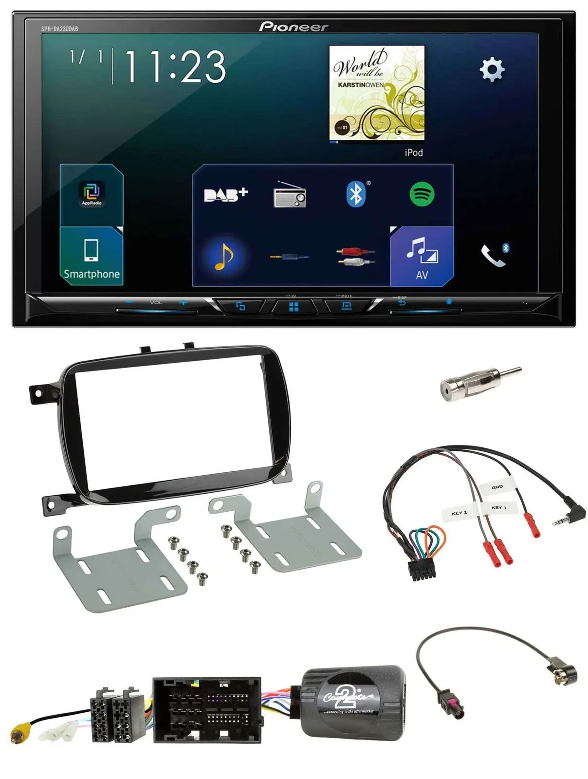 Pioneer Lenkrad Bluetooth USB 2DIN DAB Autoradio für 500 X ab 2016 Facelift Pian