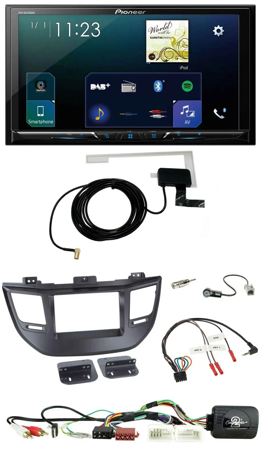 Автомагнитола Pioneer 2-DIN DAB USB Bluetooth, для Hyundai Tucson (2015–2020), черный