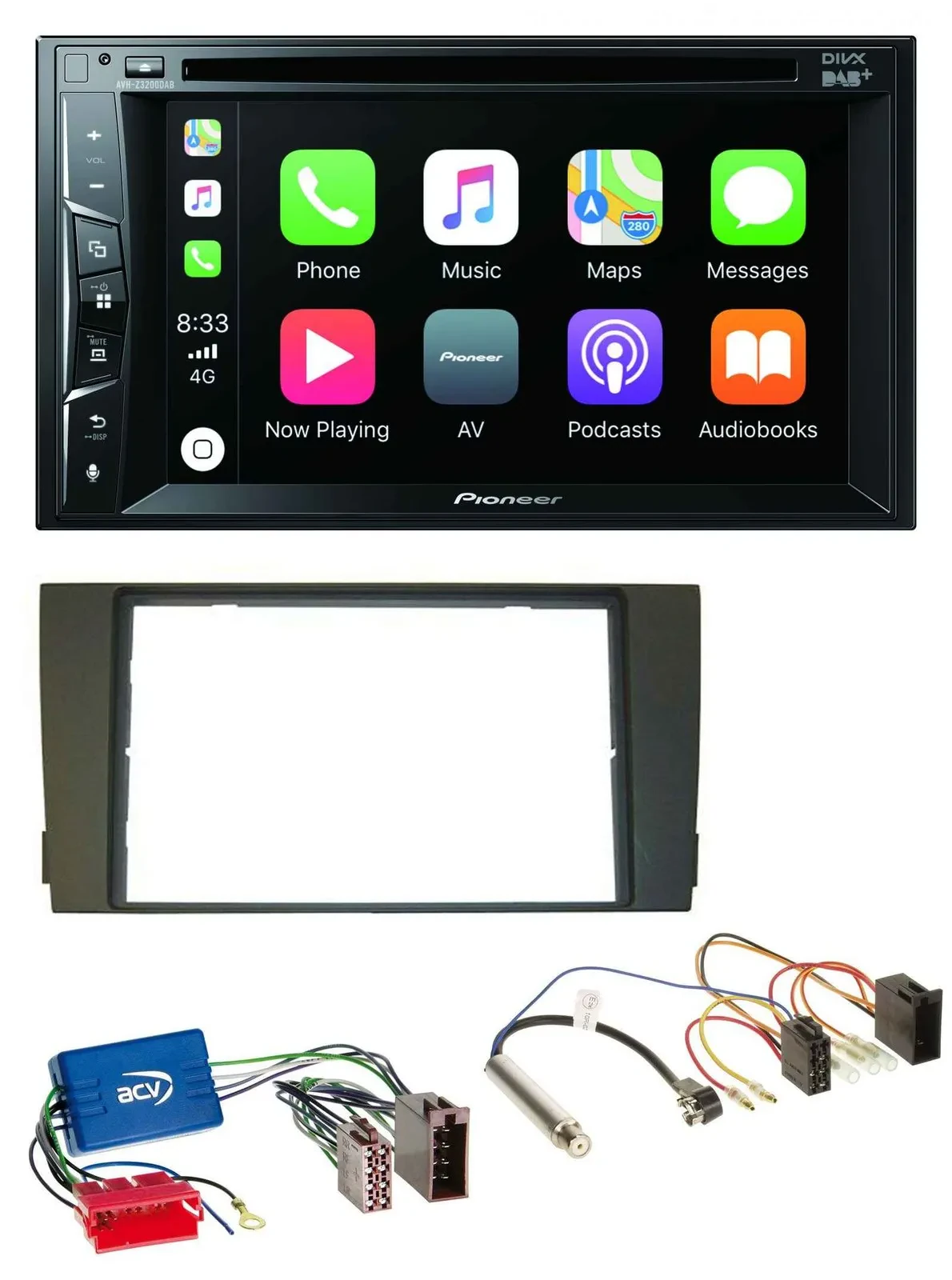 Pioneer MP3 USB DVD Bluetooth DAB 2DIN Autoradio für Audi A6 C5 01-05 Aktivsyste