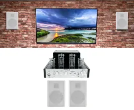 Rockville BluTube Tube Amplifier/Home Theater Receiver+4) Wall Speakers in White