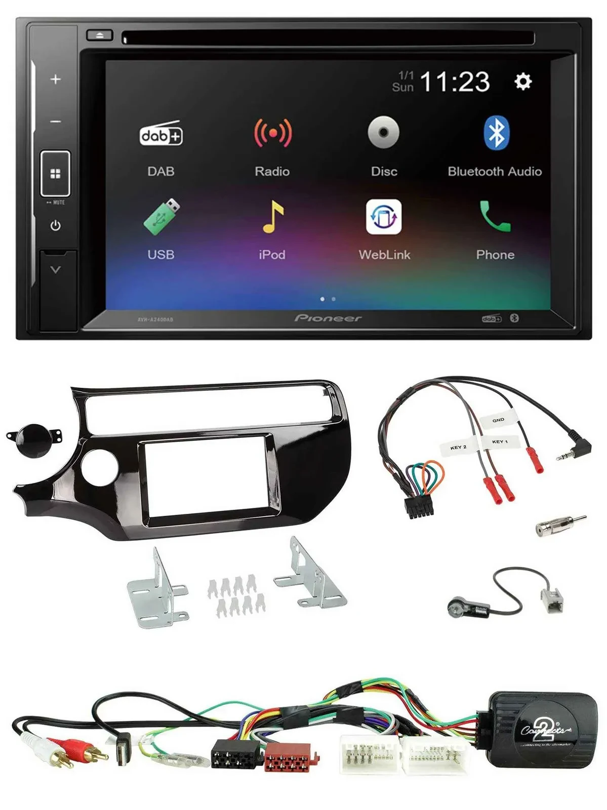 Pioneer Bluetooth Lenkrad USB 2DIN DAB DVD Autoradio für Kia Rio UB ab 2015 pian