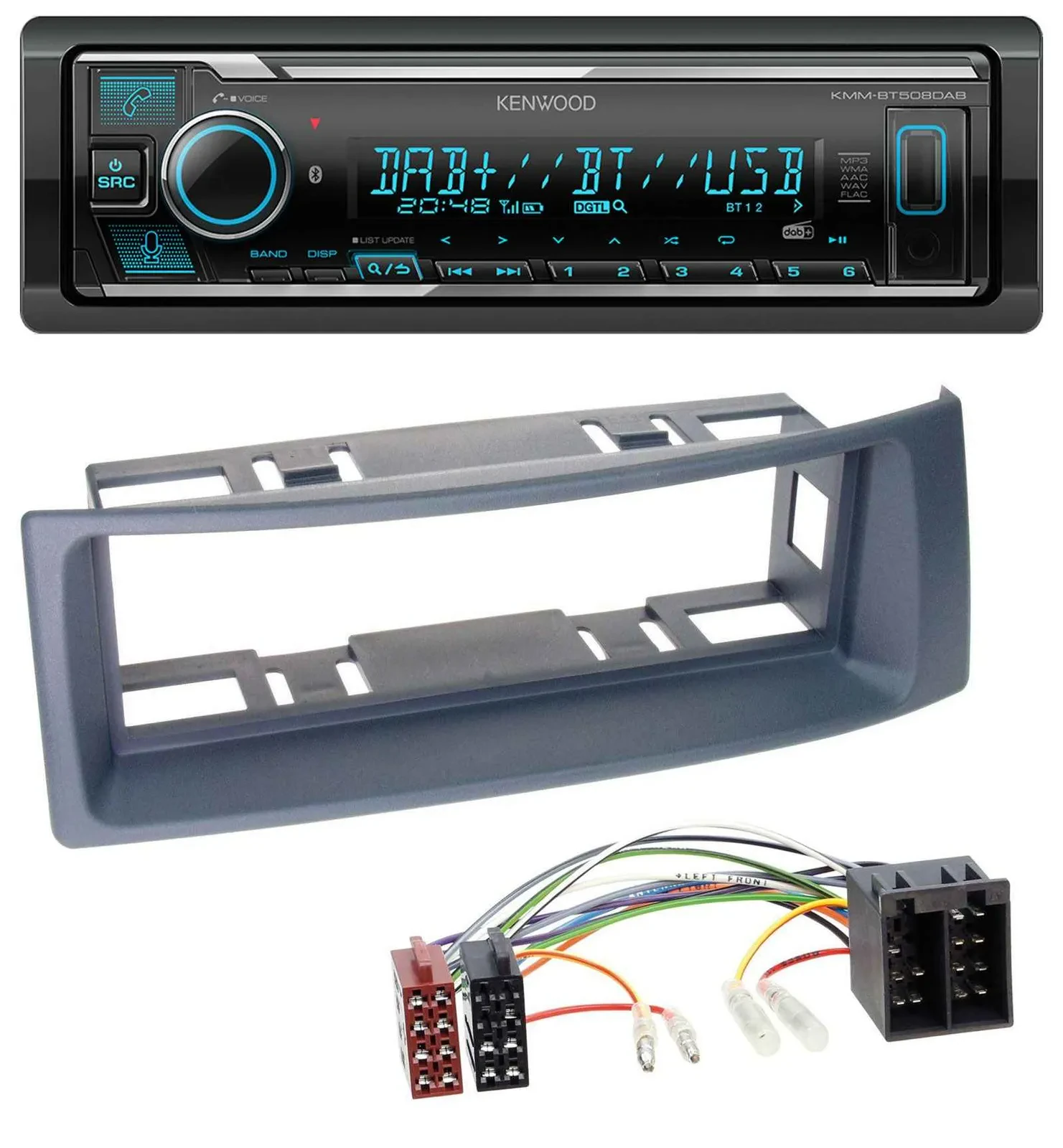 Kenwood Bluetooth MP3 DAB USB Autoradio für Renault Scenic Megane bis 03 grau
