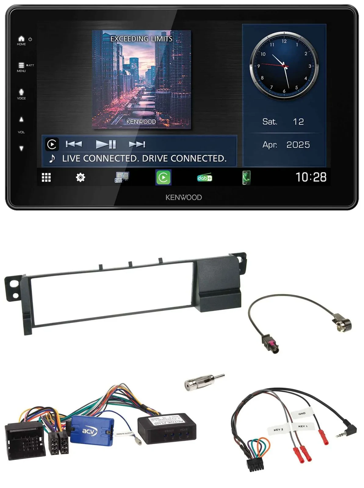 Kenwood Lenkrad Bluetooth USB DAB Autoradio für BMW 3er E46 01-07 schwarz