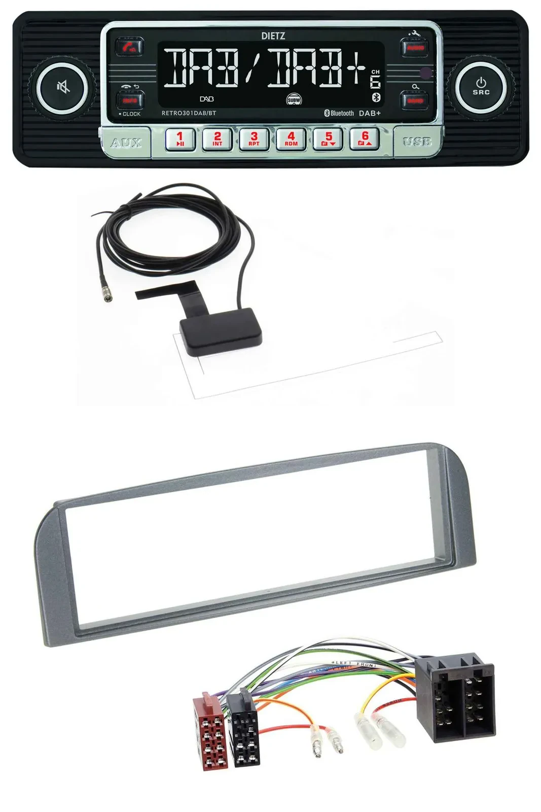 Dietz DAB Bluetooth USB MP3 Autoradio für Alfa Romeo 147, GT - anthrazit