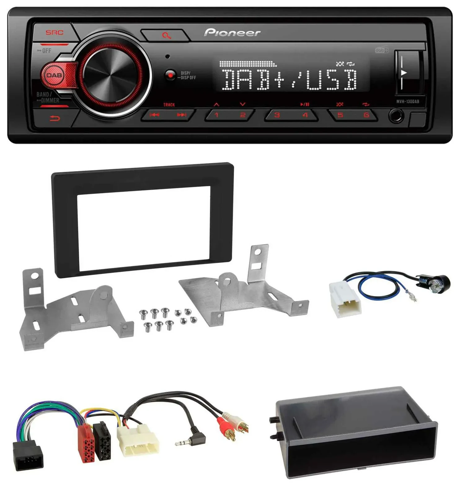 Автомагнитола для Toyota Aygo AB7 (с 2022) Pioneer 1-DIN DAB USB AUX, матовый чёрный