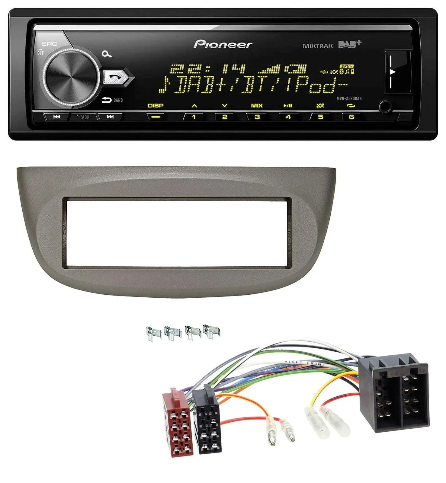 Pioneer Bluetooth USB DAB MP3 Autoradio für Renault Twingo 07-12 beige-grau