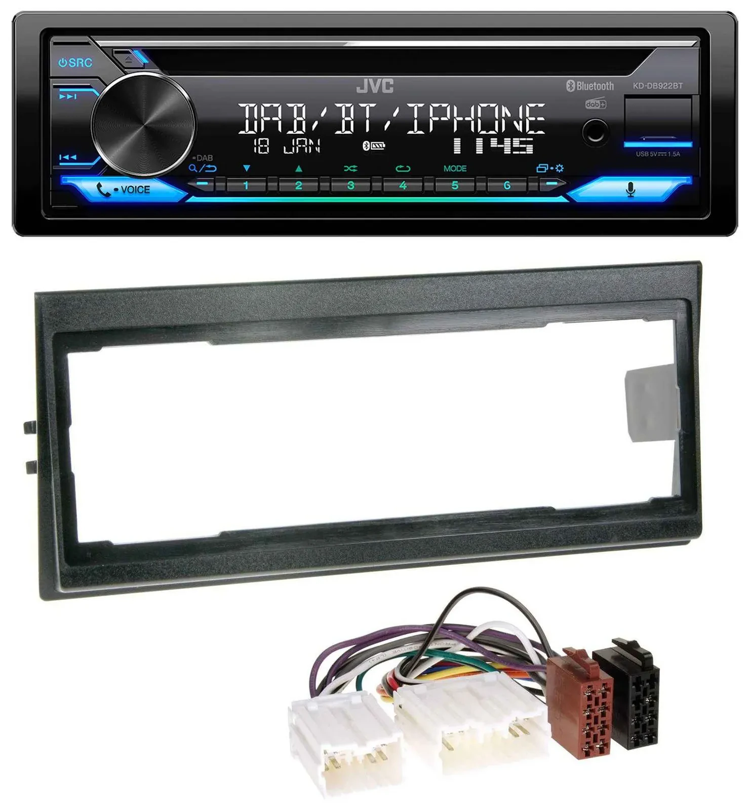 JVC Bluetooth MP3 USB DAB CD Autoradio für Volvo 940, 960, S40 (bis 2000)