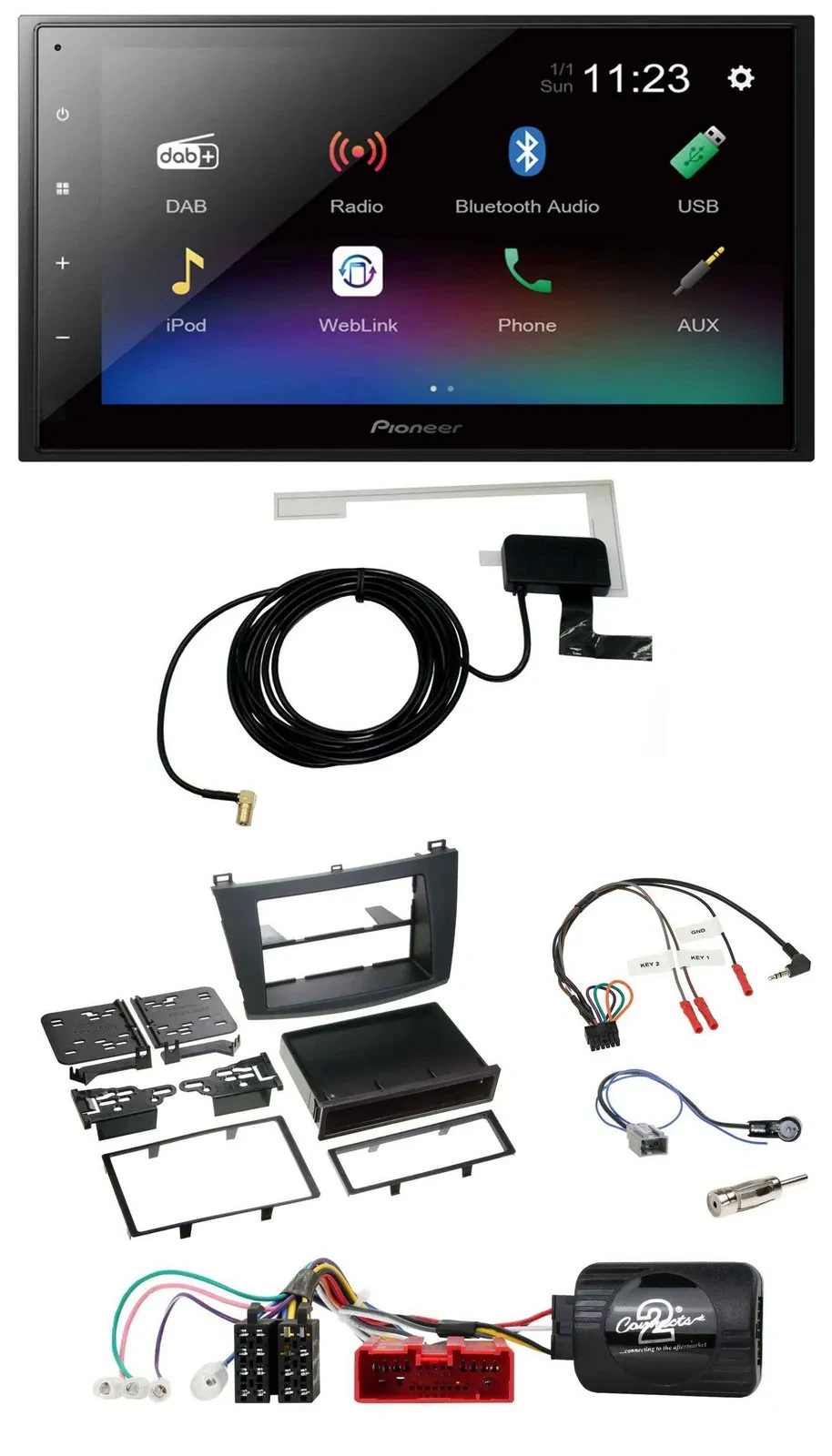 Автомагнитола для Mazda 3 (2009–2013) Pioneer DAB, Bluetooth, 2-DIN, USB